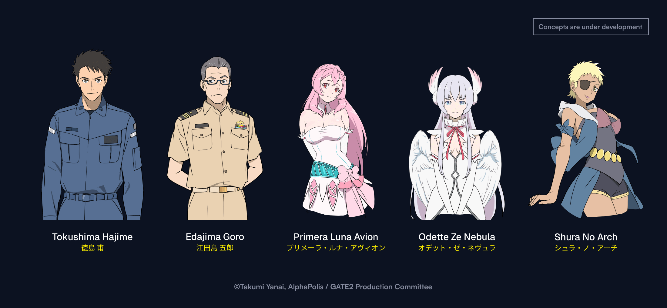 Main characters for GATE 2: Tides of Conflict