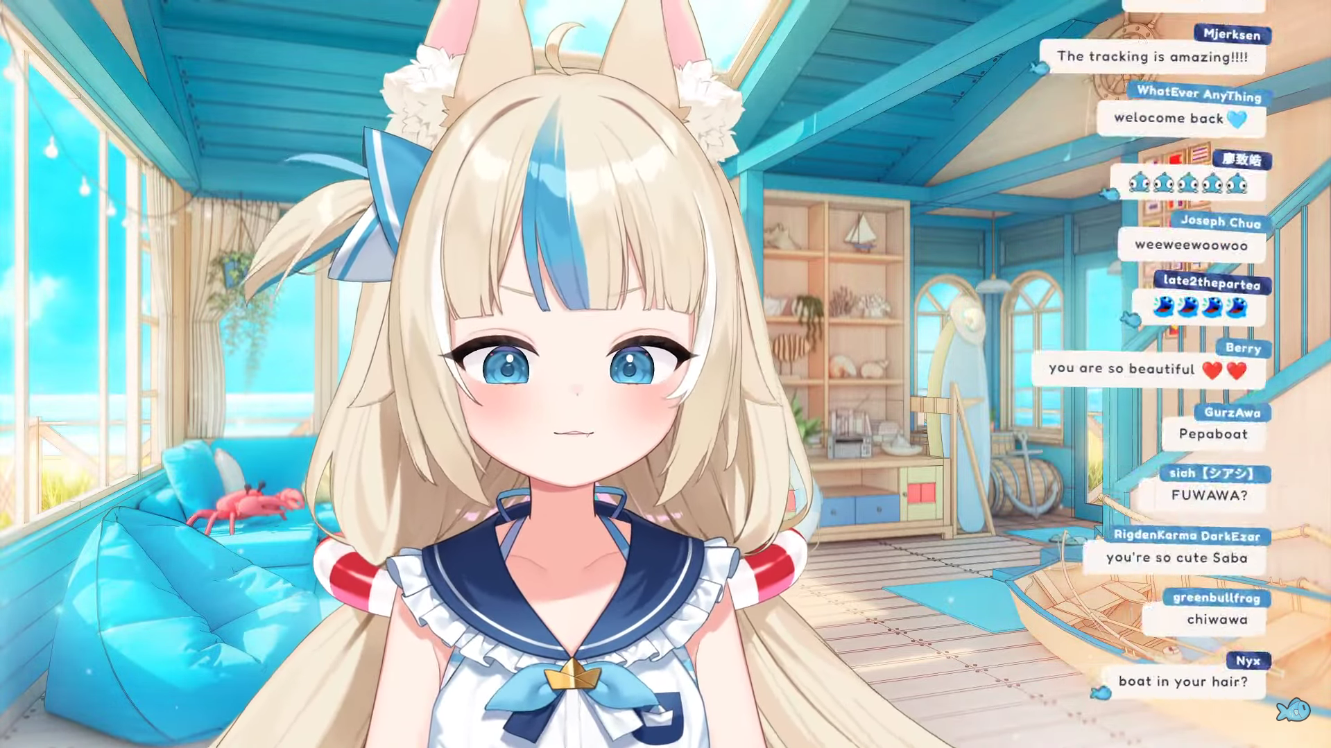 Image of Saba's Vtuber with chat